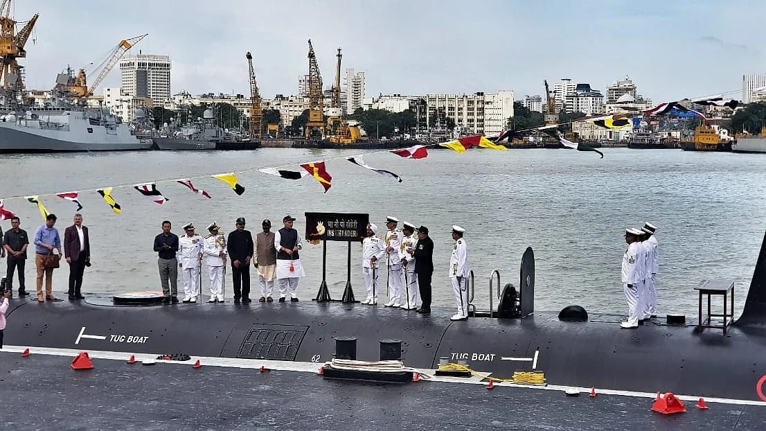 Defence Minister Rajnath Singh commissions India’s second Scorpene-class attack submarine in Mumbai on Saturday