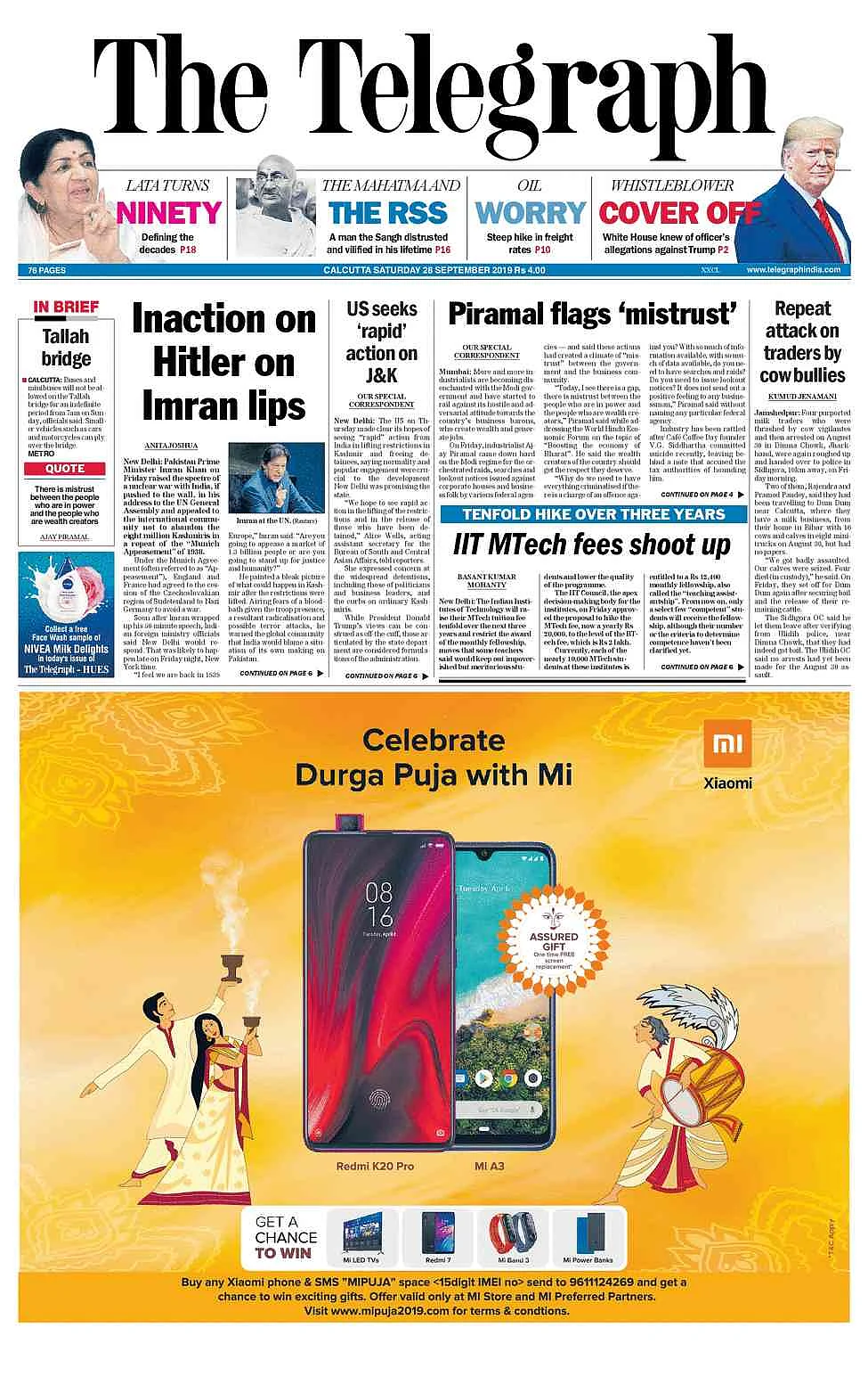 Front Pages This Morning - September 28, 2019