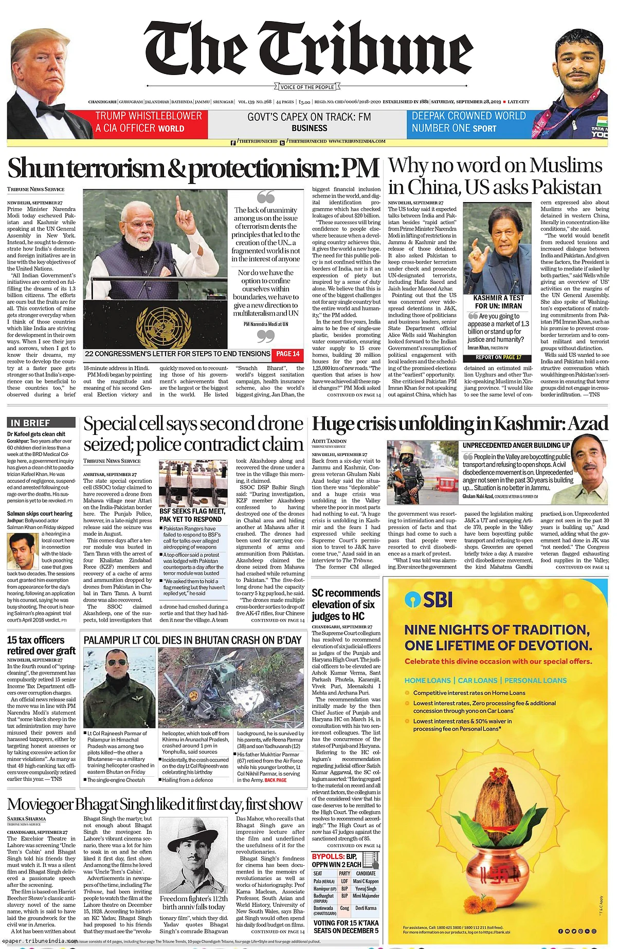 Front Pages This Morning - September 28, 2019