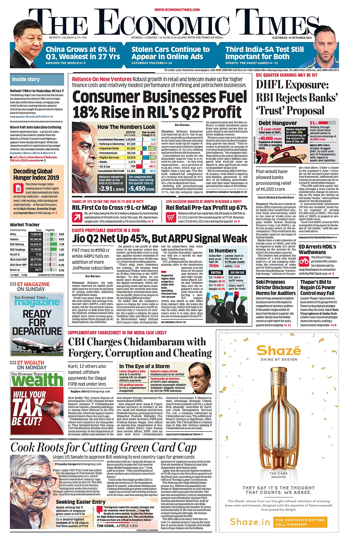 Front Pages This Morning - October 19, 2019