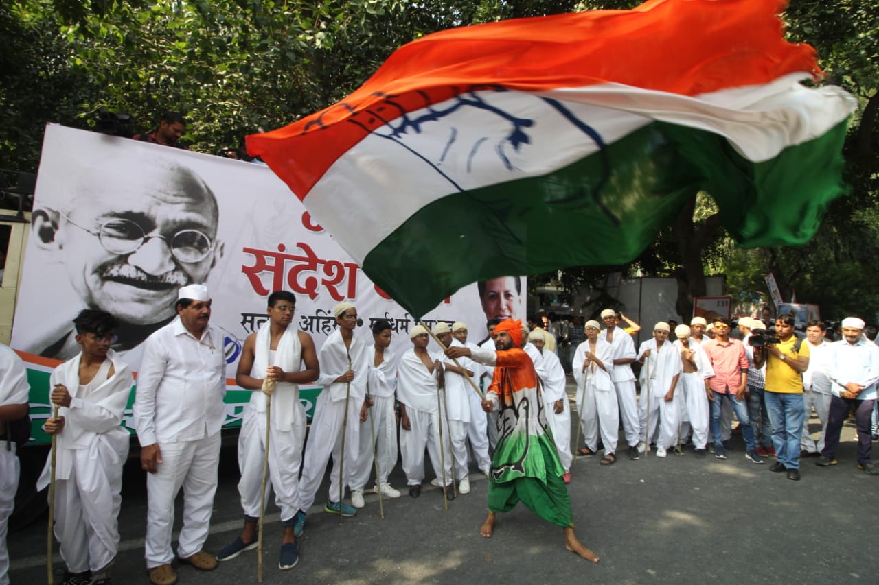 Rahul Gandhi leads Congress ‘padyatra’ on Mahatma Gandhi’s 150th birth anniversary