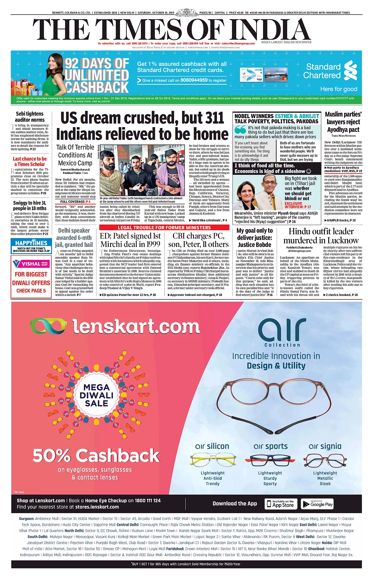 Front Pages This Morning - October 19, 2019