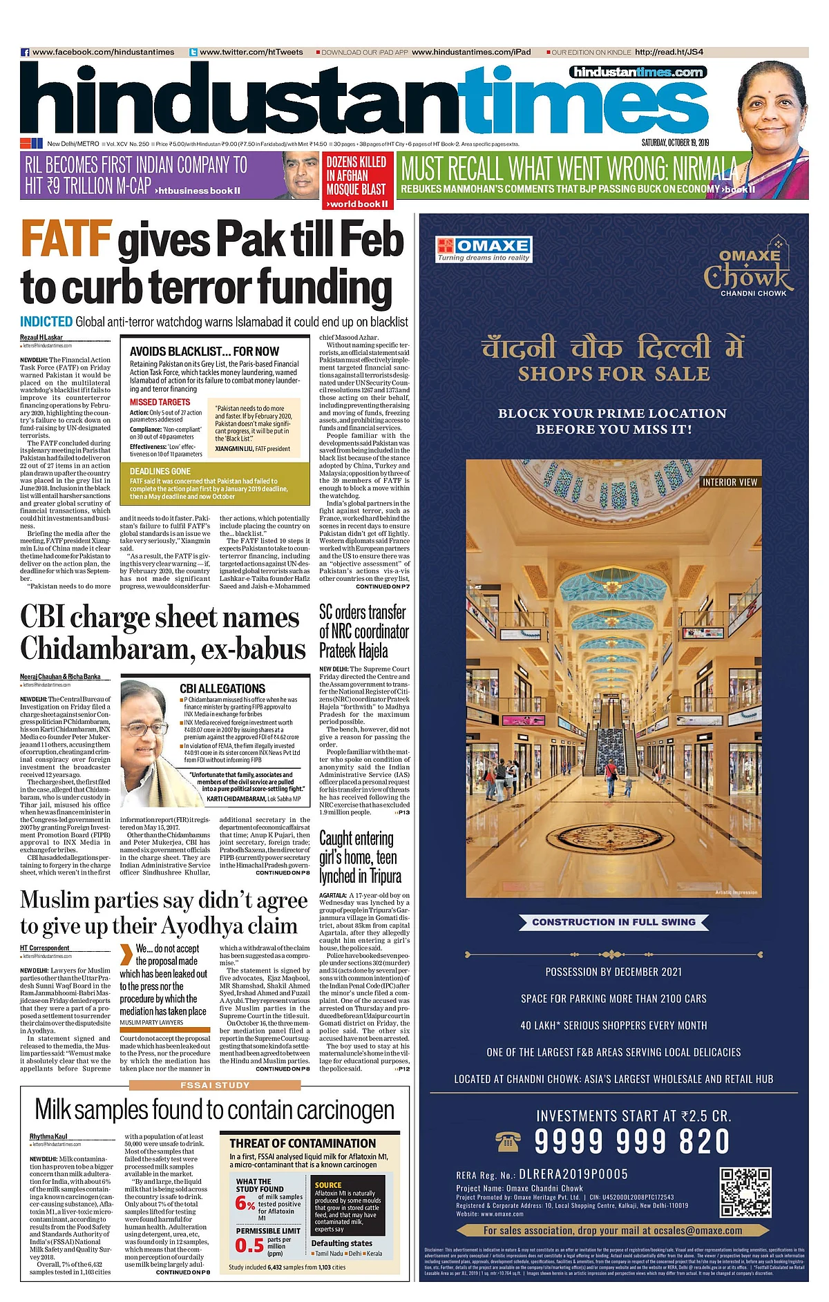 Front Pages This Morning - October 19, 2019