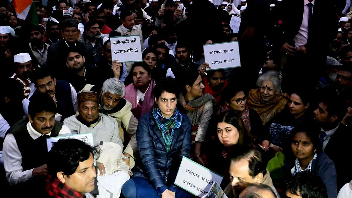 Priyanka Gandhi at India Gate during the Dharna