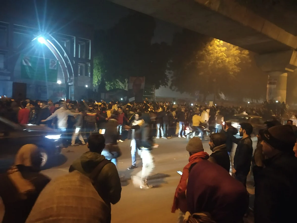 Crowd gathered at Jamia Milia Islamia University during New Year’s Eve