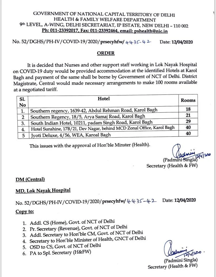 Finally, Delhi govt allocates rooms in 5 hotels, Gujarati Samaj for LNJP nurses on Covid-19 duty