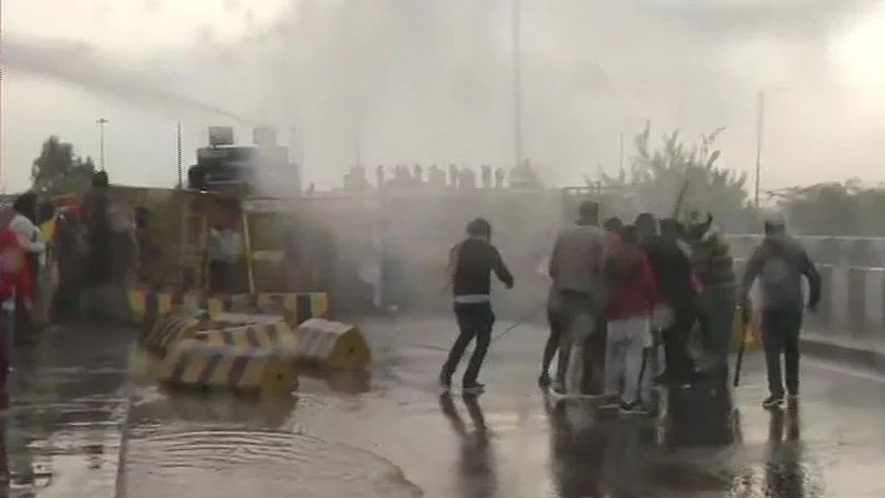 Haryana Police uses water cannons, tear gas to disperse Punjab farmers at Shambhu border