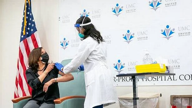 US Vice President-elect Kamala Harris receives first dose of Moderna COVID-19 vaccine on camera