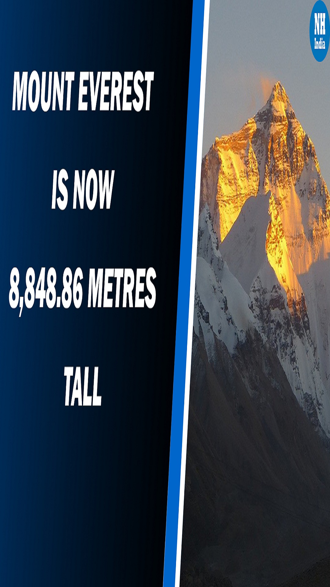 Mount Everest is now 8,848.86 metres tall
