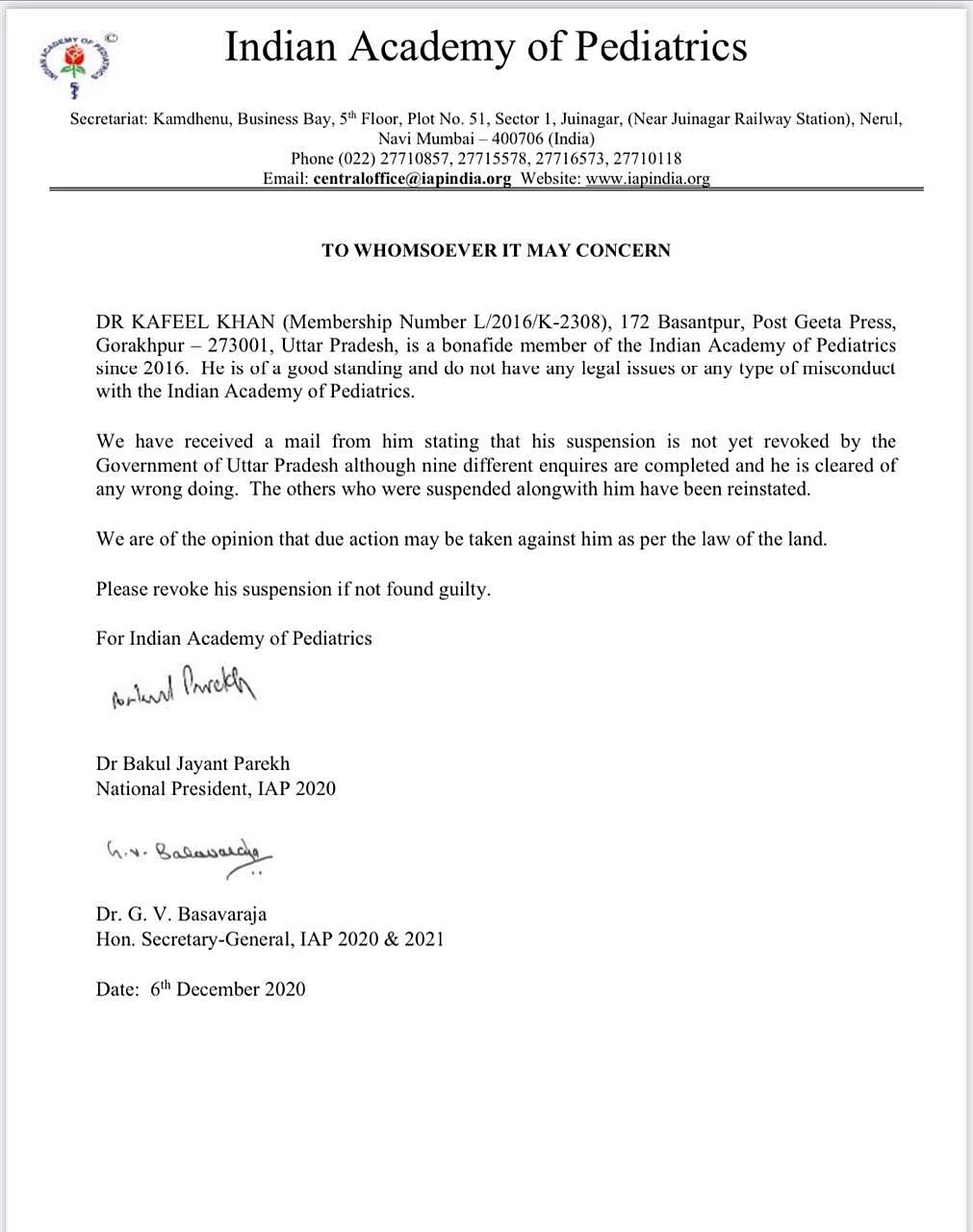 Indian Academy of Pediatrics urges UP to revoke suspension of Dr Kafeel Khan