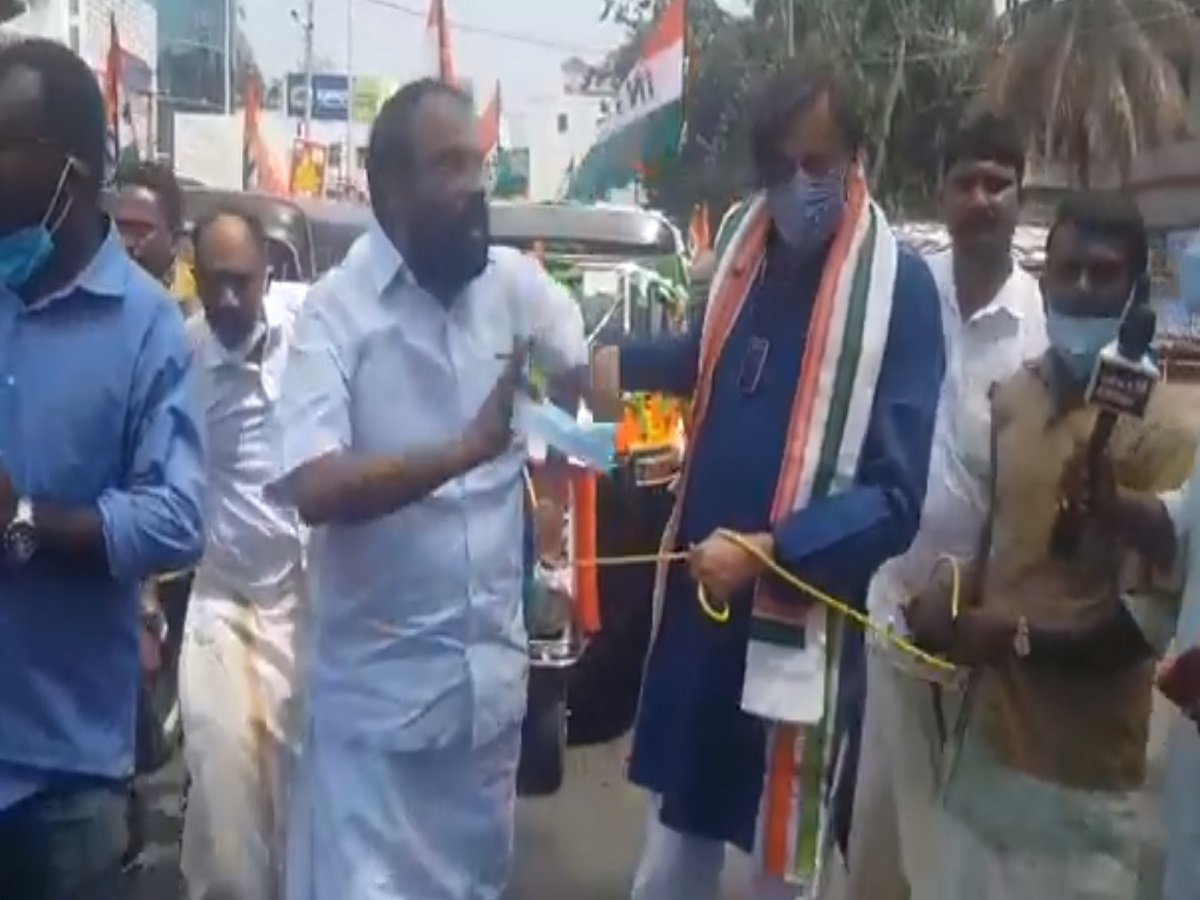 Tharoor’s auto rickshaw protest against fuel price hike
