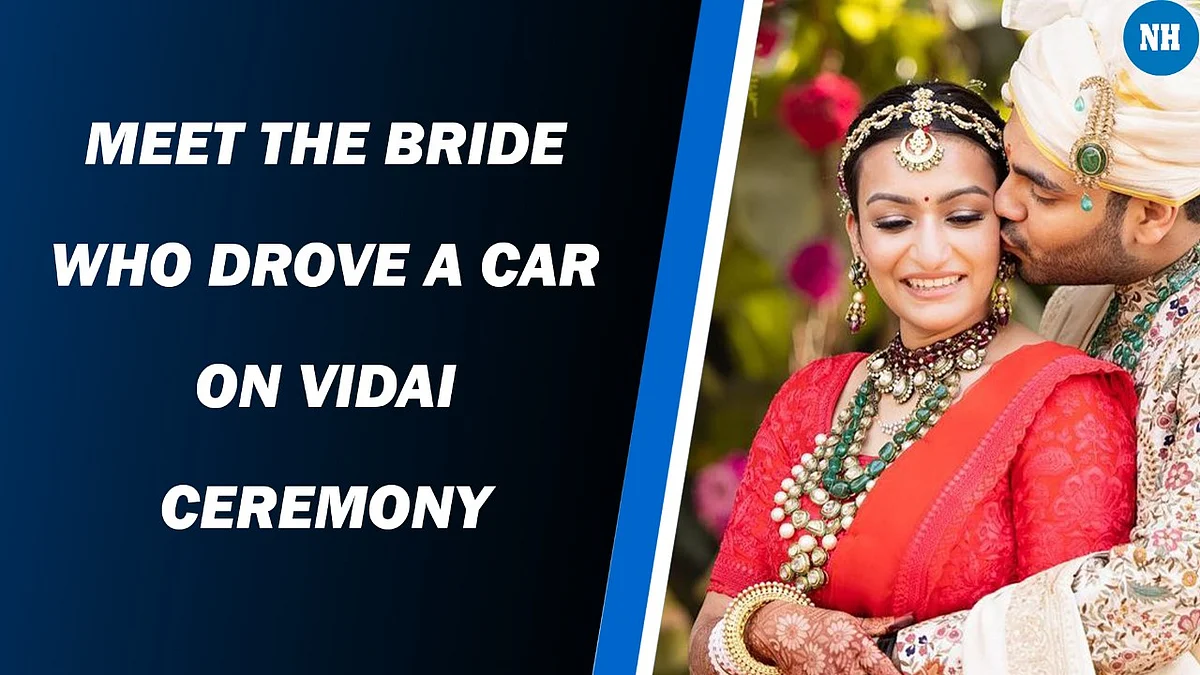 A newly-wed bride takes her husband home driving the car by herself