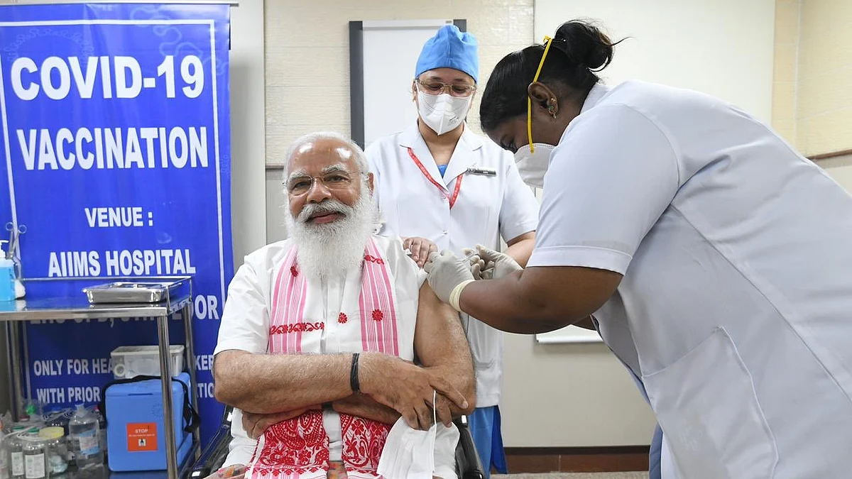 PM Modi takes first dose of COVID-19 vaccine at AIIMS