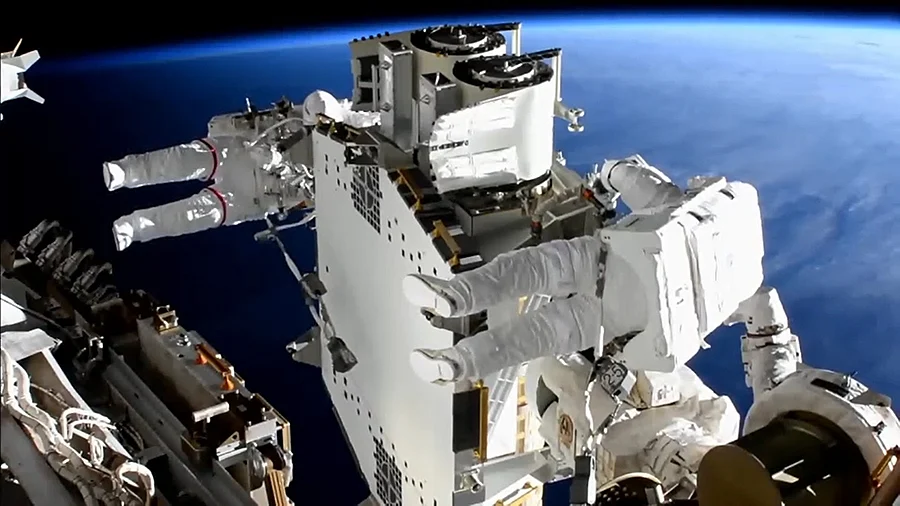 The first pair of solar arrays was deployed in December 2000, with additional array pairs delivered in September 2006, June 2007, and March 2009.