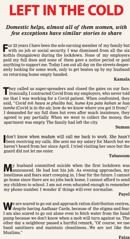 The 'invisible' domestic workers in Delhi & Gurgaon left in the lurch by  employers