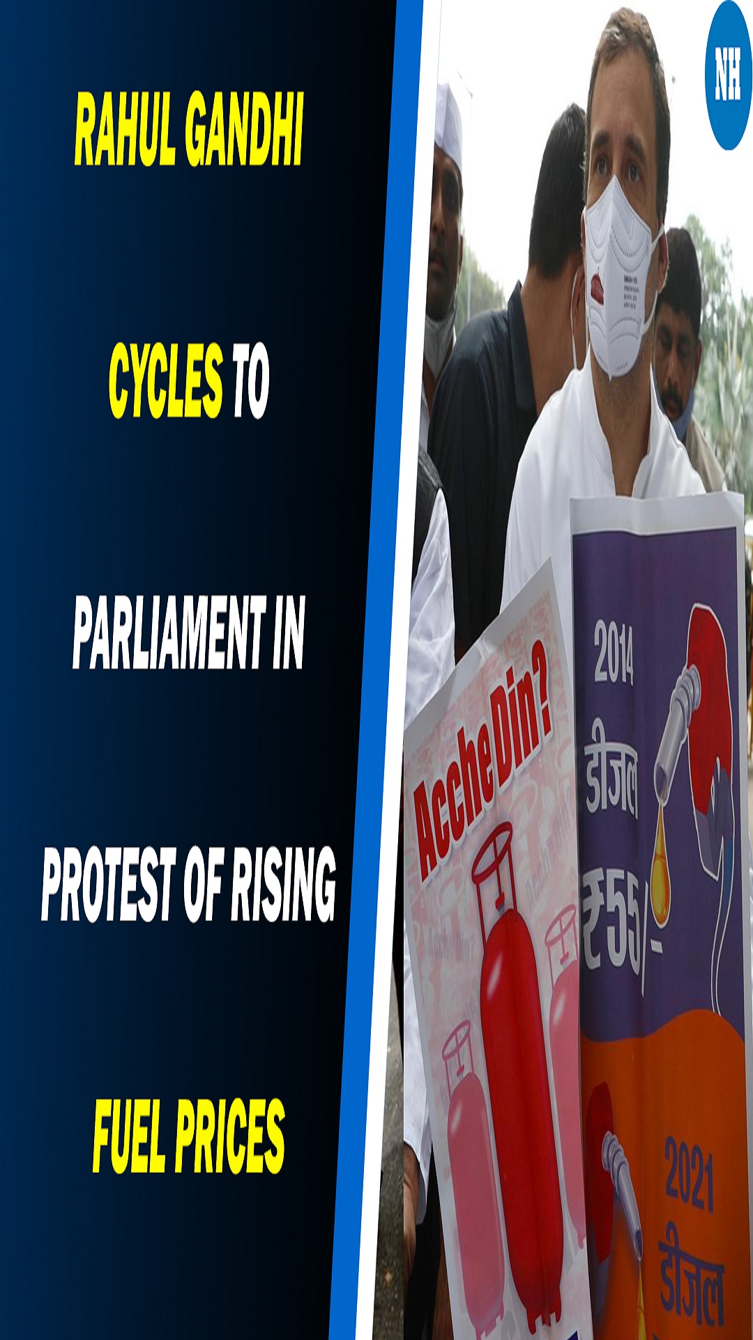 Rahul Gandhi cycles to Parliament in protest of rising fuel prices