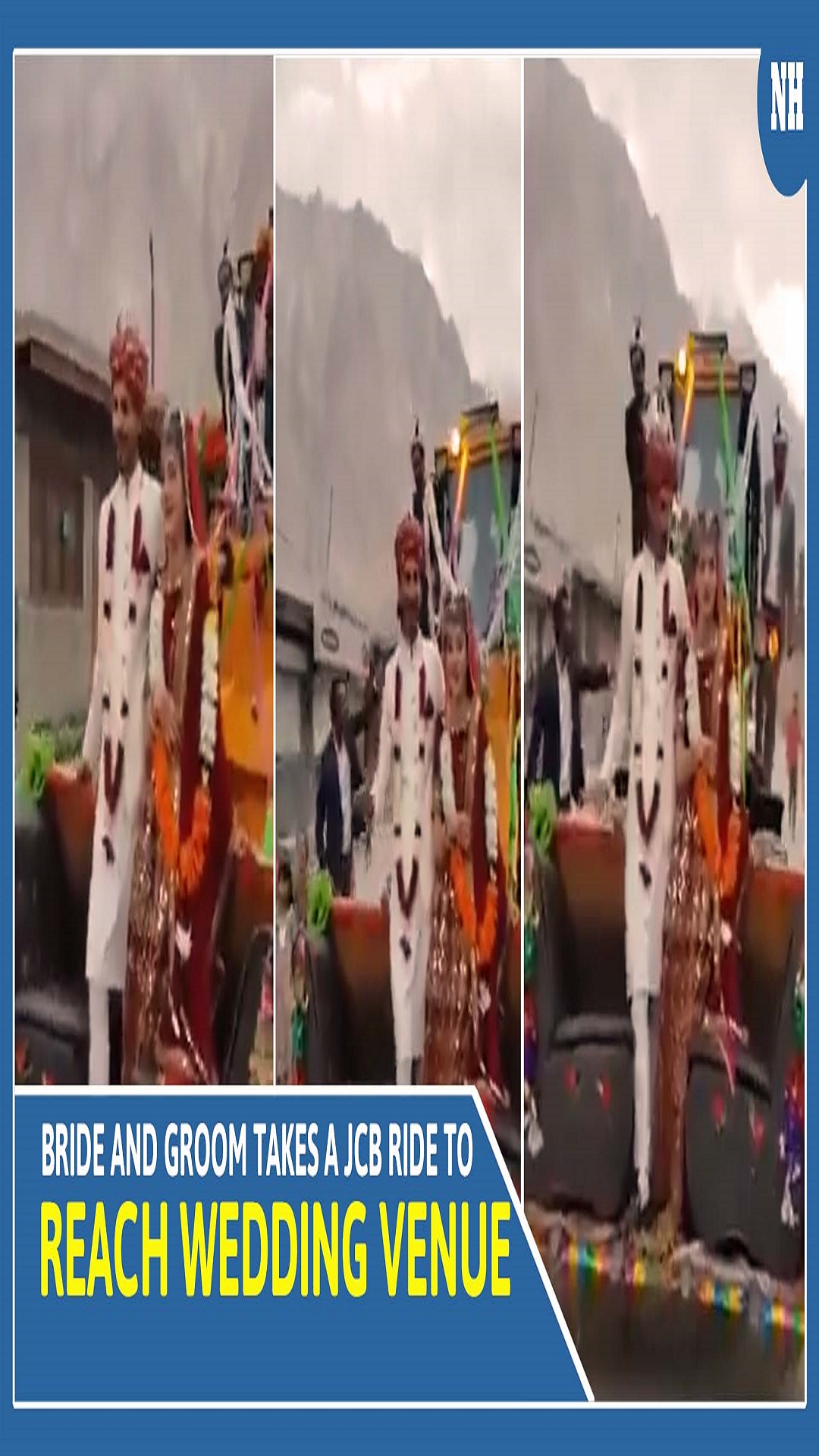Bride and groom rakes a JCB ride to reach wedding venue, video goes viral
