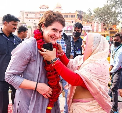 Priyanka interacts with women in UP's Chitrakoot
