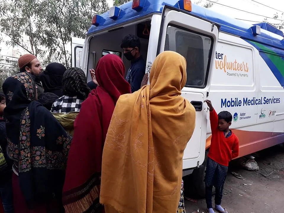 Mobile dispensaries of Al-Shifa go to different localities near Okhla to address the healthcare needs of poor population
