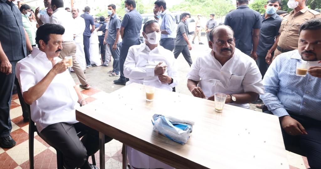Tamil Nadu CM inspects rain-battered areas, sips tea, interacts with people