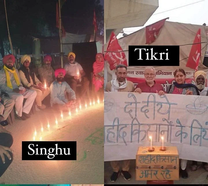 Protesting farmers celebrate Diwali at borders of Delhi