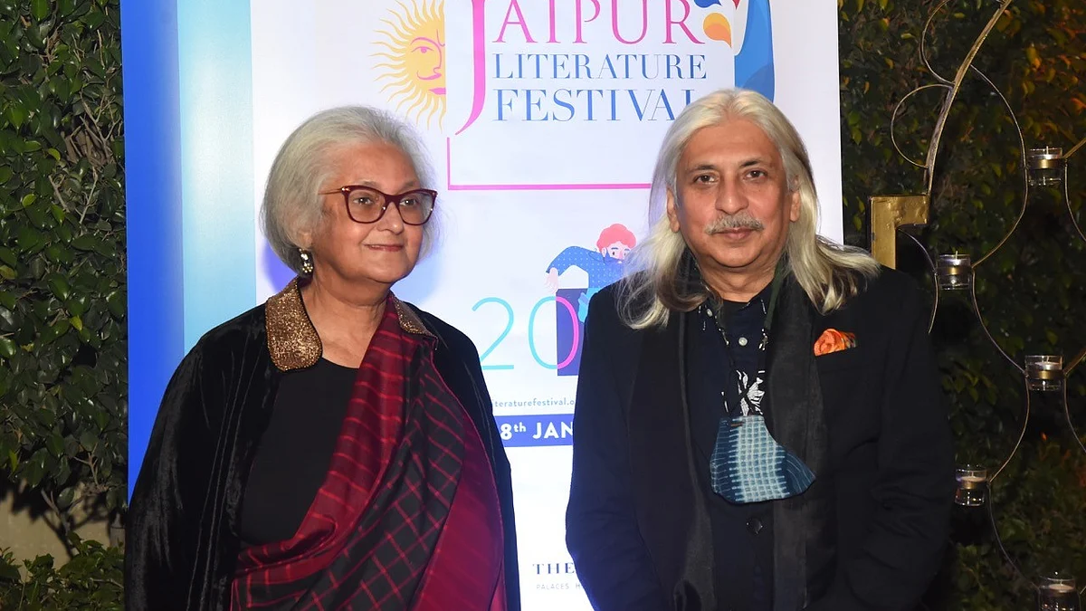 Namita Gokhale and Sanjoy K Roy at JLF 2022- Delhi Curtain Raiser