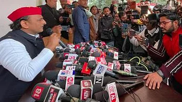 Akhilesh Yadav during a press conference