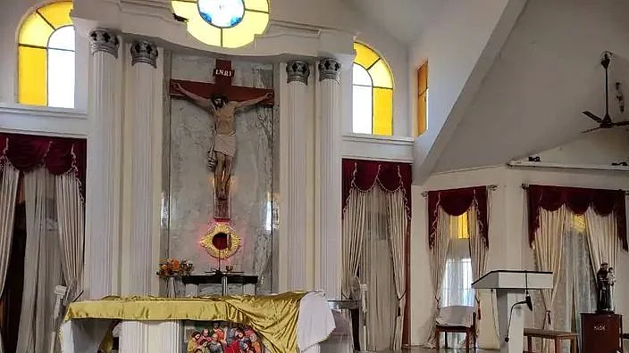 A church in West Bengaluru after it was vandalised