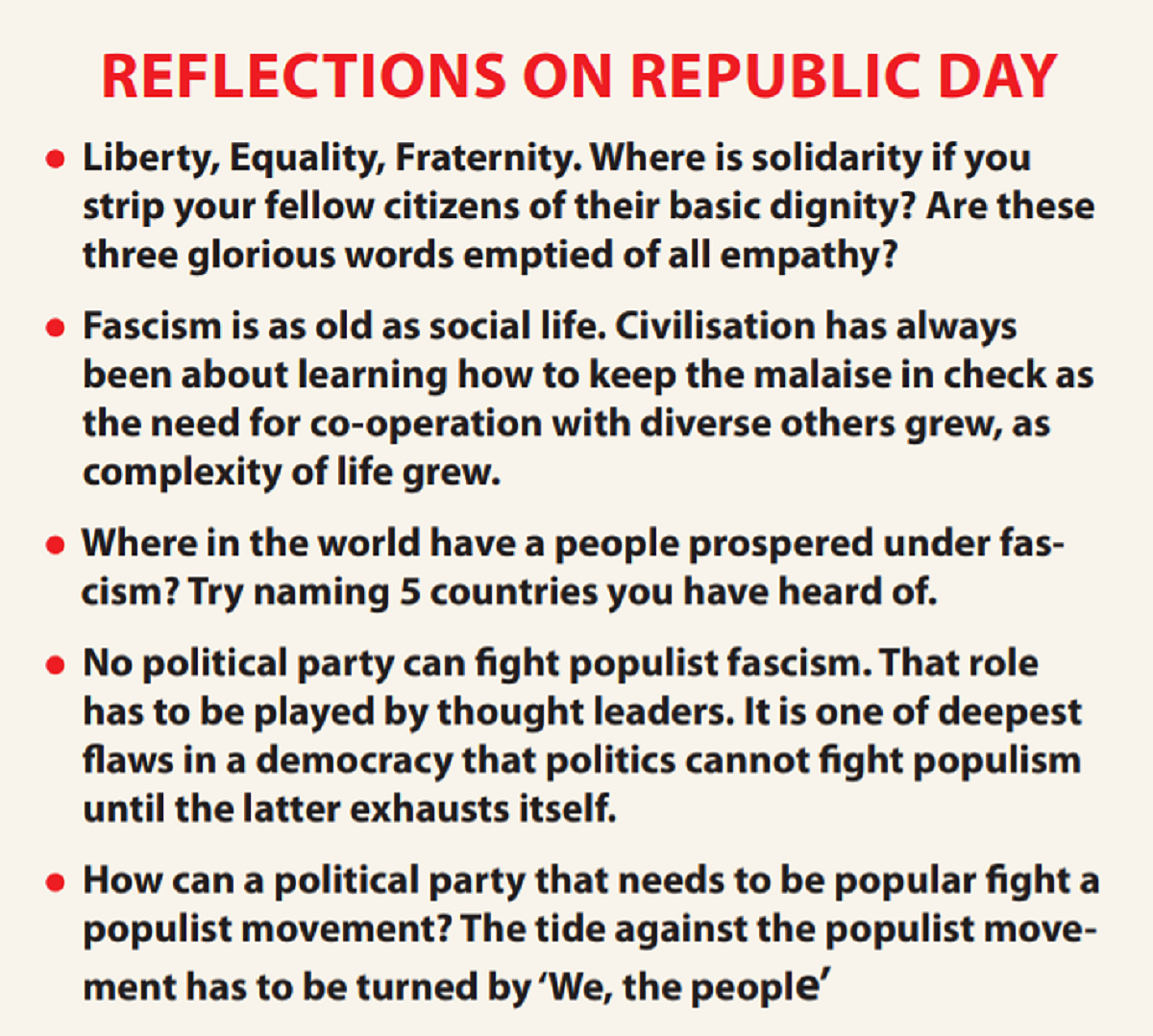 Reflections on Republic Day: It'll be a pity to lose to forces of darkness again