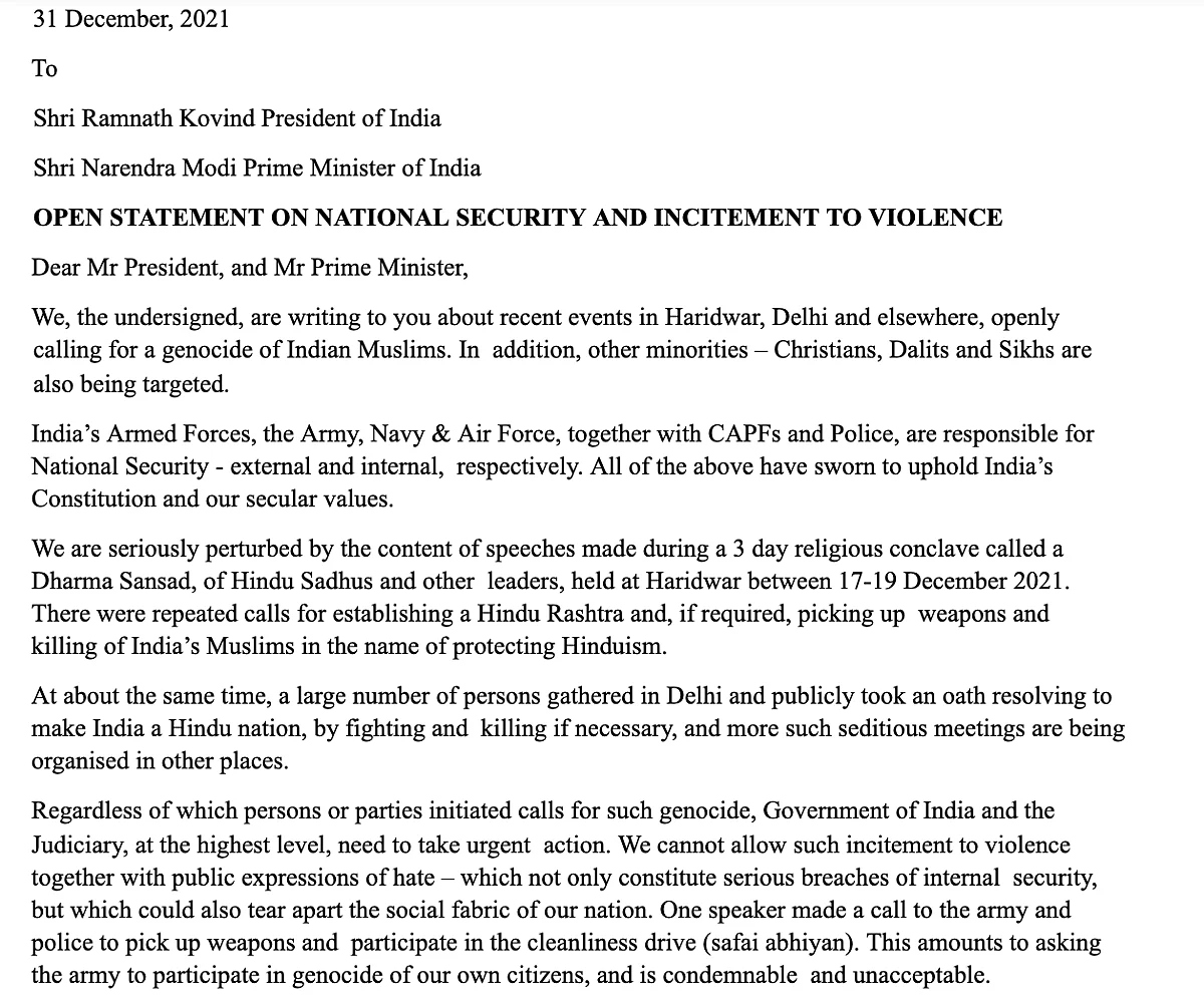 Silence of President and the PM to the letter from former Services chiefs on hubris of hate disturbing
