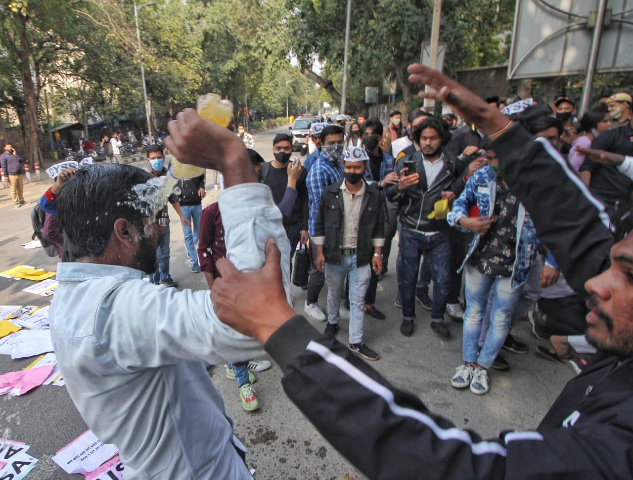 Reopen DU agitation: Student tries to set himself ablaze during protest