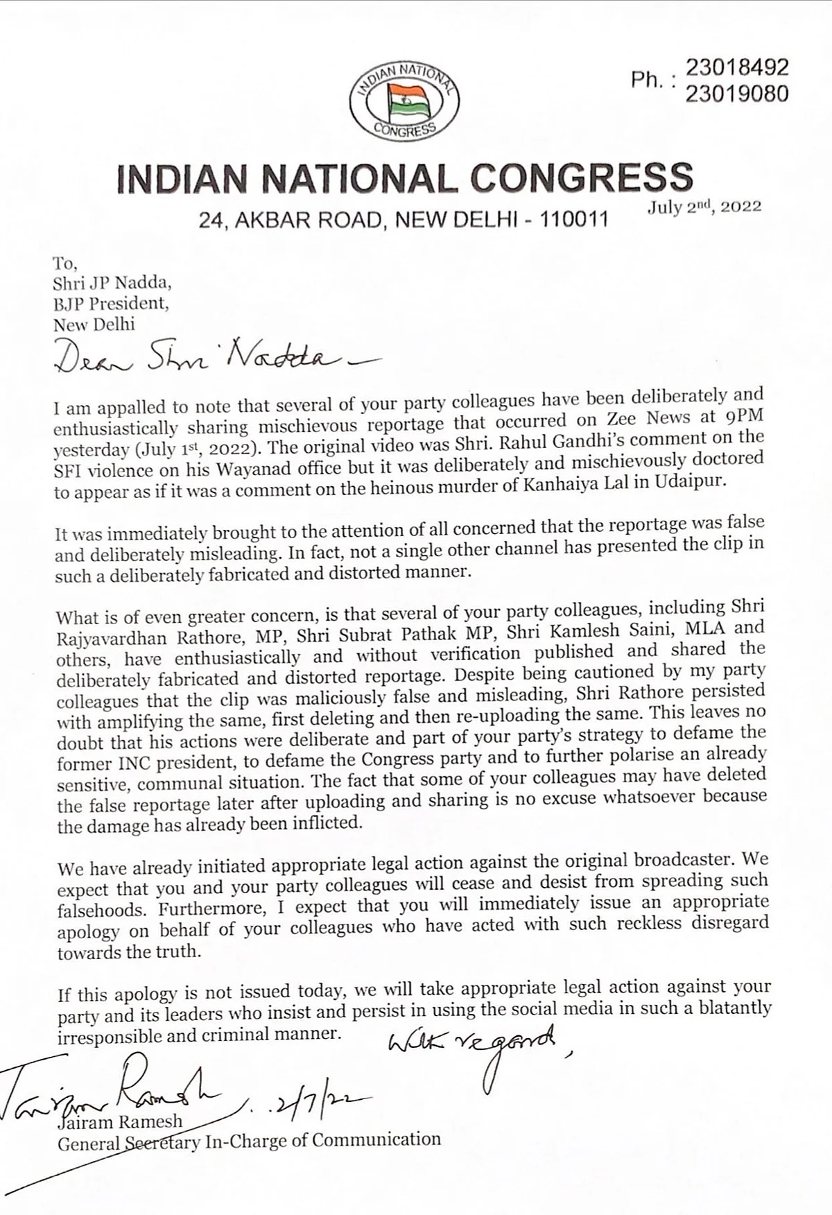 Issue apology or we will take appropriate legal action: Congress to BJP on 'doctored' Rahul video