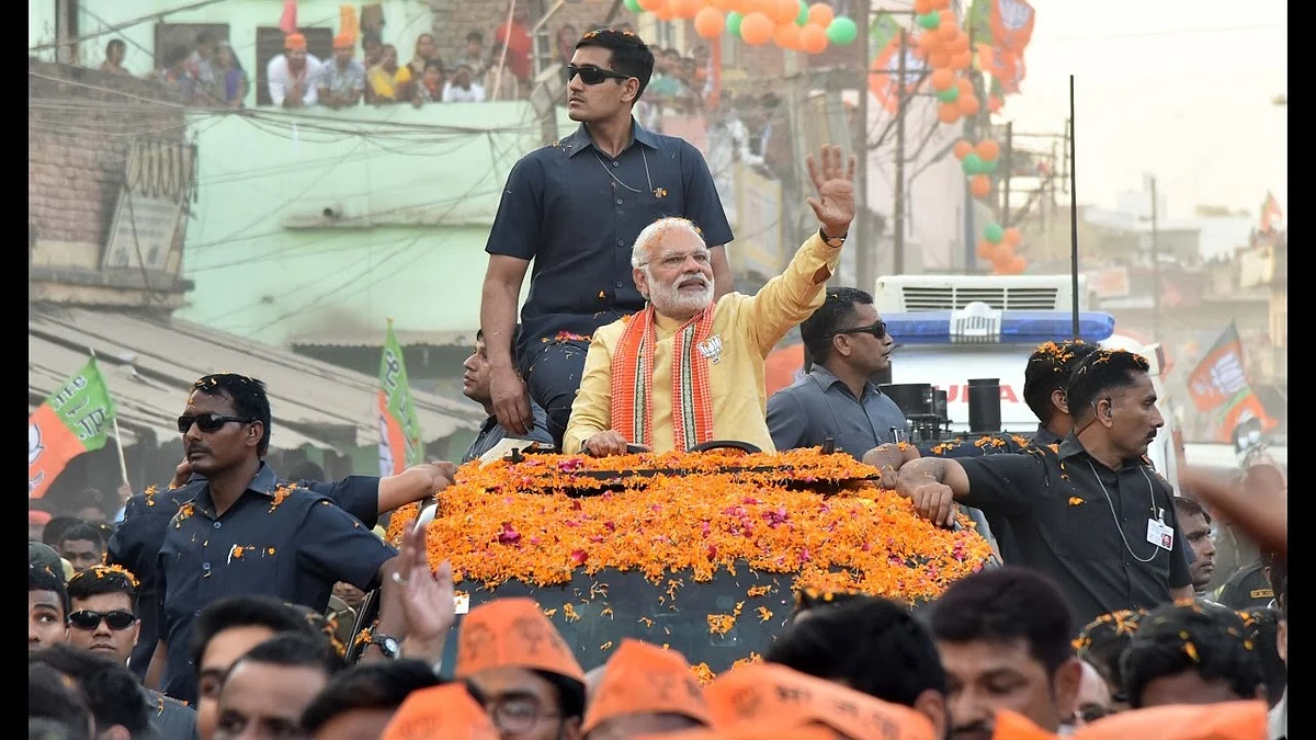 PM Modi during a roadshow