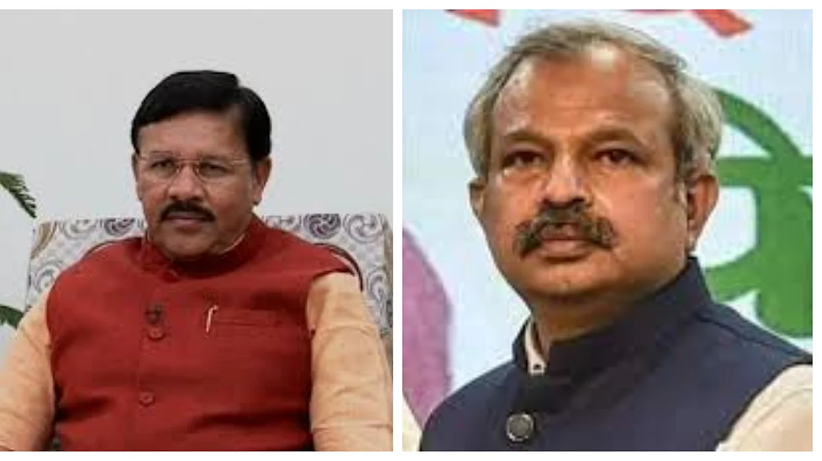 BJP leader Shyam Jaju and (right) former Delhi BJP president Adesh Gupta