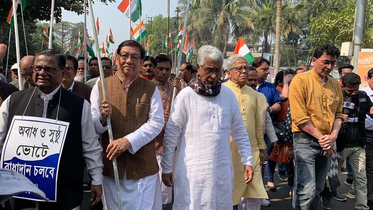 Cong, Left parties' joint rally in Tripura to stop violence ahead of Feb 16 polls