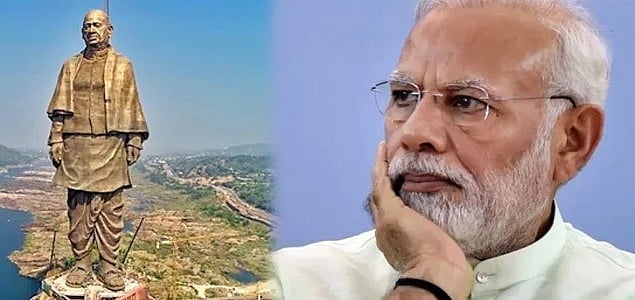 Gujarat Posters depicting Modi, Statue of Unity torn, blackened