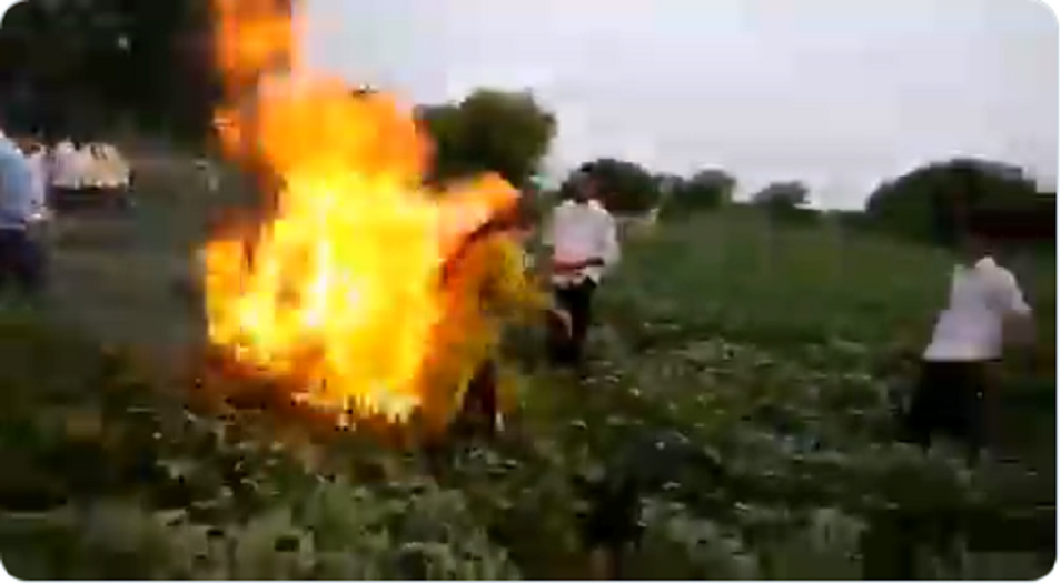 उत्तर प्रदेश के बाद मध्य प्रदेश में भी महिला ने लगाई आग, सरकारी अमले के फसल रौंदने पर उठाया कदम