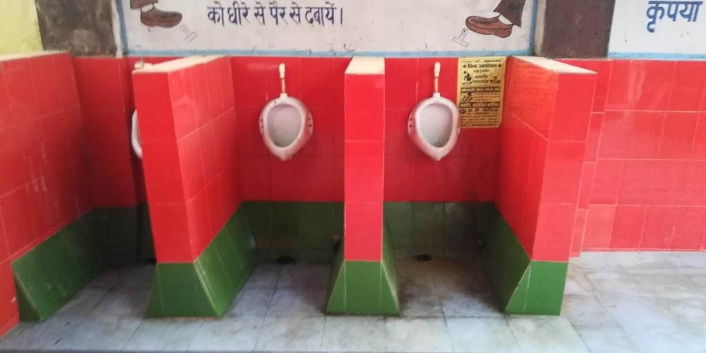 योगी के गृह जिले में रेलवे ने समाजवादी पार्टी के रंग में रंग दिए शौचालय, सड़कों पर उतरे सपाई