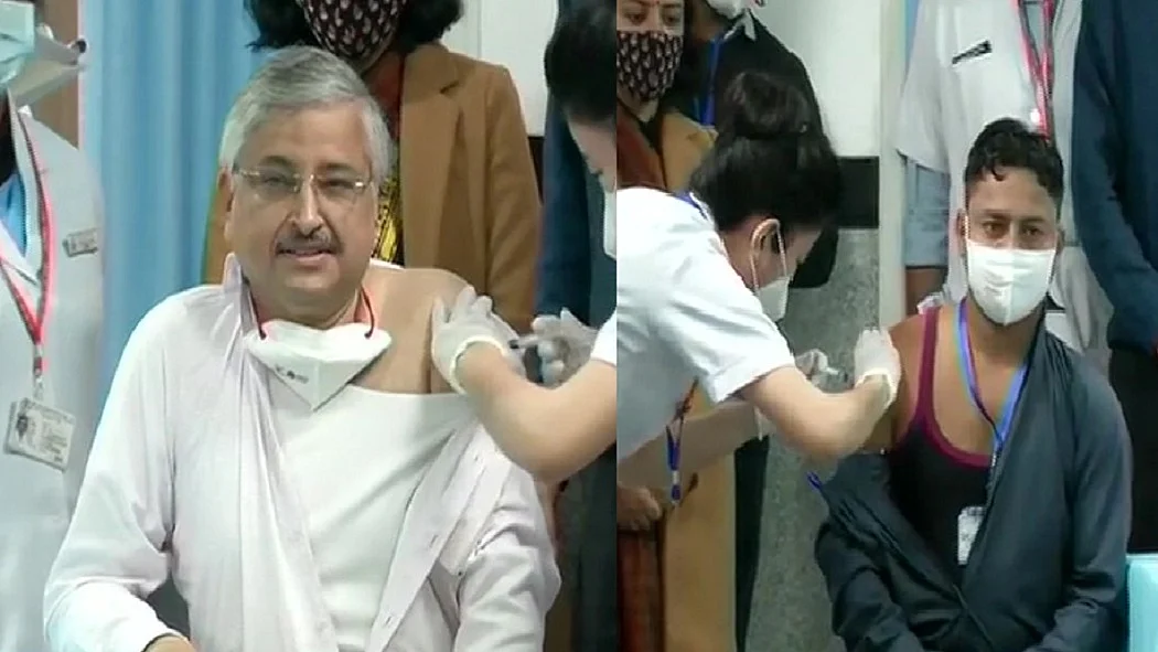 सफाई कर्मी मनीष कुमार के बाद AIIMS निदेशक डॉ. गुलेरिया को ऐसे लगा कोरोना टीका, देखें वीडियो