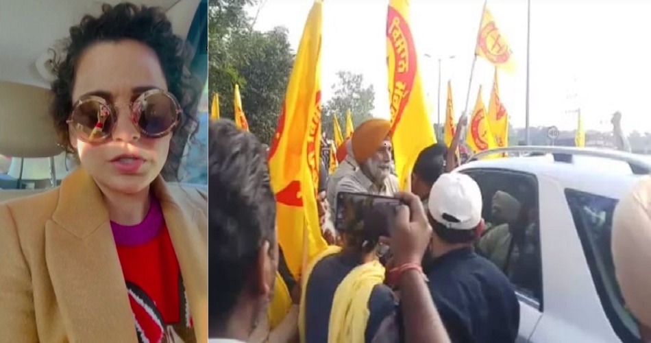 किसानों ने मुंबई जा रही कंगना रनौत को रोपड़ में रोका, विरोध में लगाए नारे, माफी मांगने पर हुईं रवाना