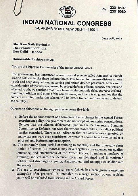 अग्निपथ योजना और ईडी के मुद्दे पर राष्ट्रपति से मिला कांग्रेस का प्रतिनिधिमंडल, सौंपे दो ज्ञापन
