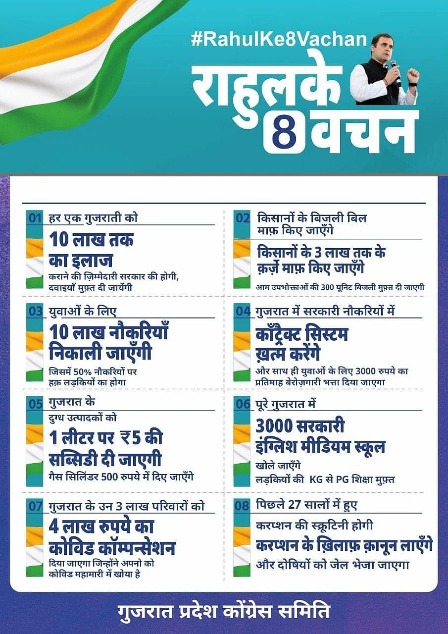 अहमदाबाद में बीजेपी पर जमकर बरसे राहुल गांधी, गुजरात की जनता को दिए ये 8 वचन