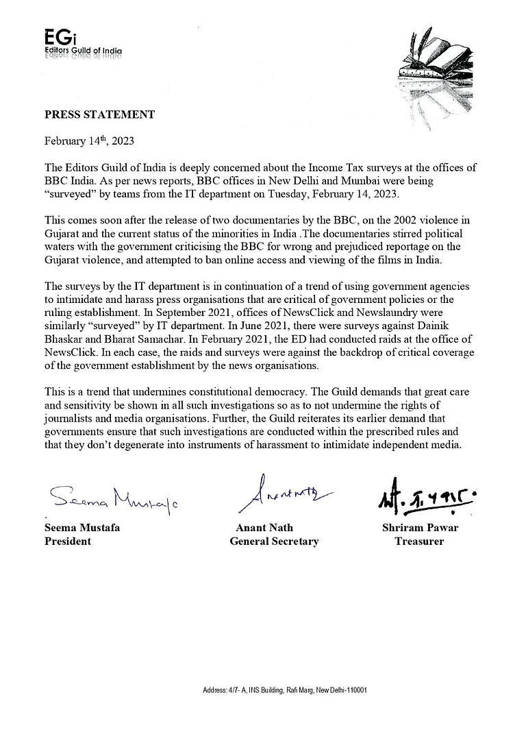 डराने के लिए ऐसा किया जा रहा… एडिटर्स गिल्ड ने BBC के दफ्तरों में IT के छापे पर उठाए गंभीर सवाल