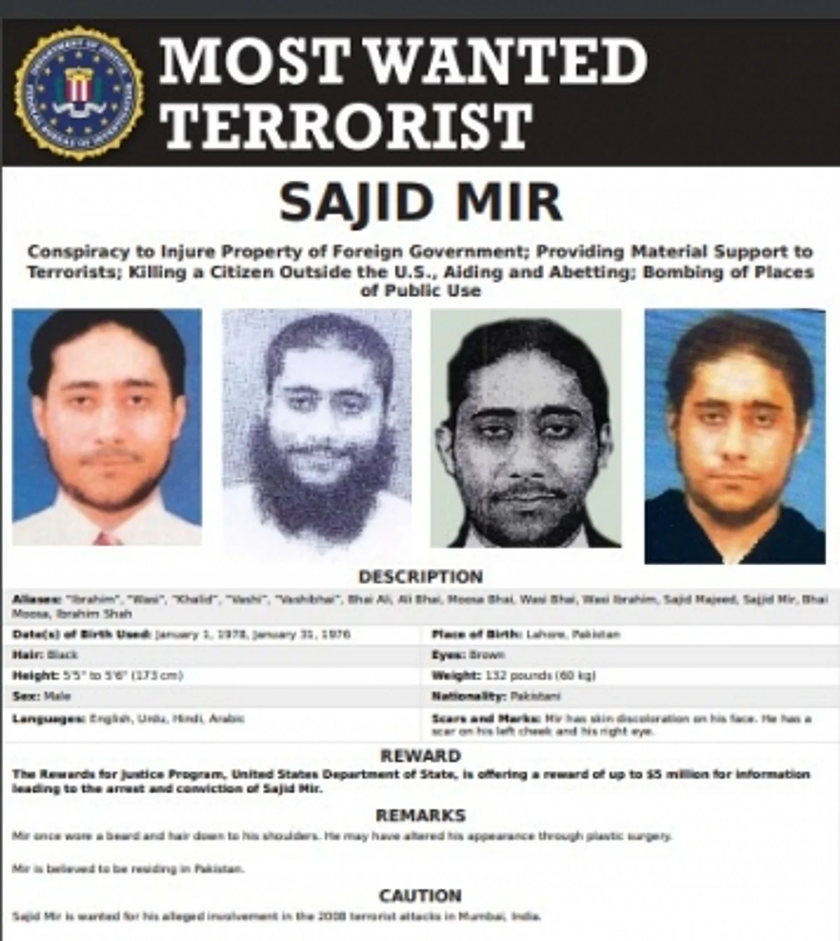 Sajid Mir - a top Lashkar-e-Taiba (LeT) operative and the main handler of the 26/11 Mumbai attacks.
