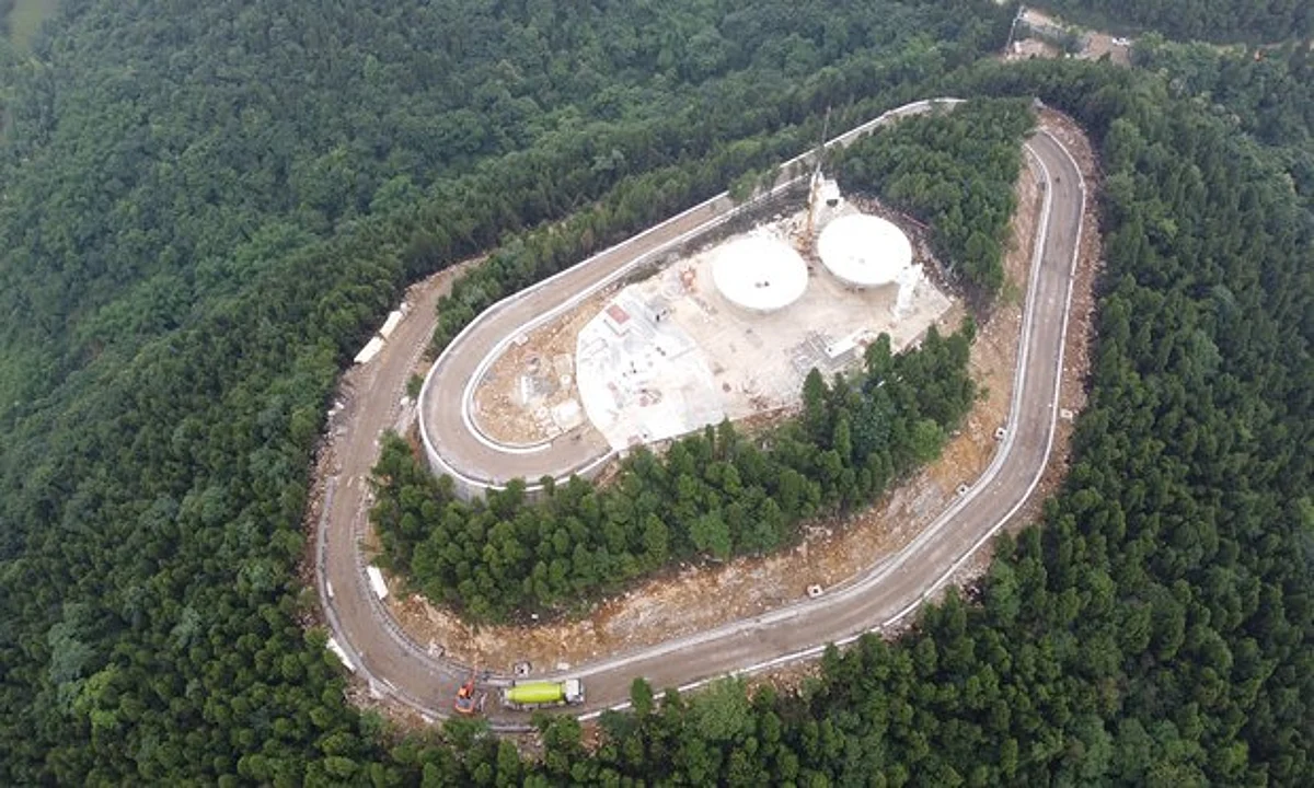 A model of China Fuyan, a new high-definition deep-space active observation facility in the Chongqing Municipality.