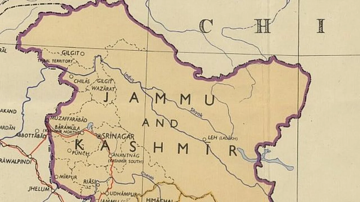 Erstwhile map of Jammu & Kashmir (1954)