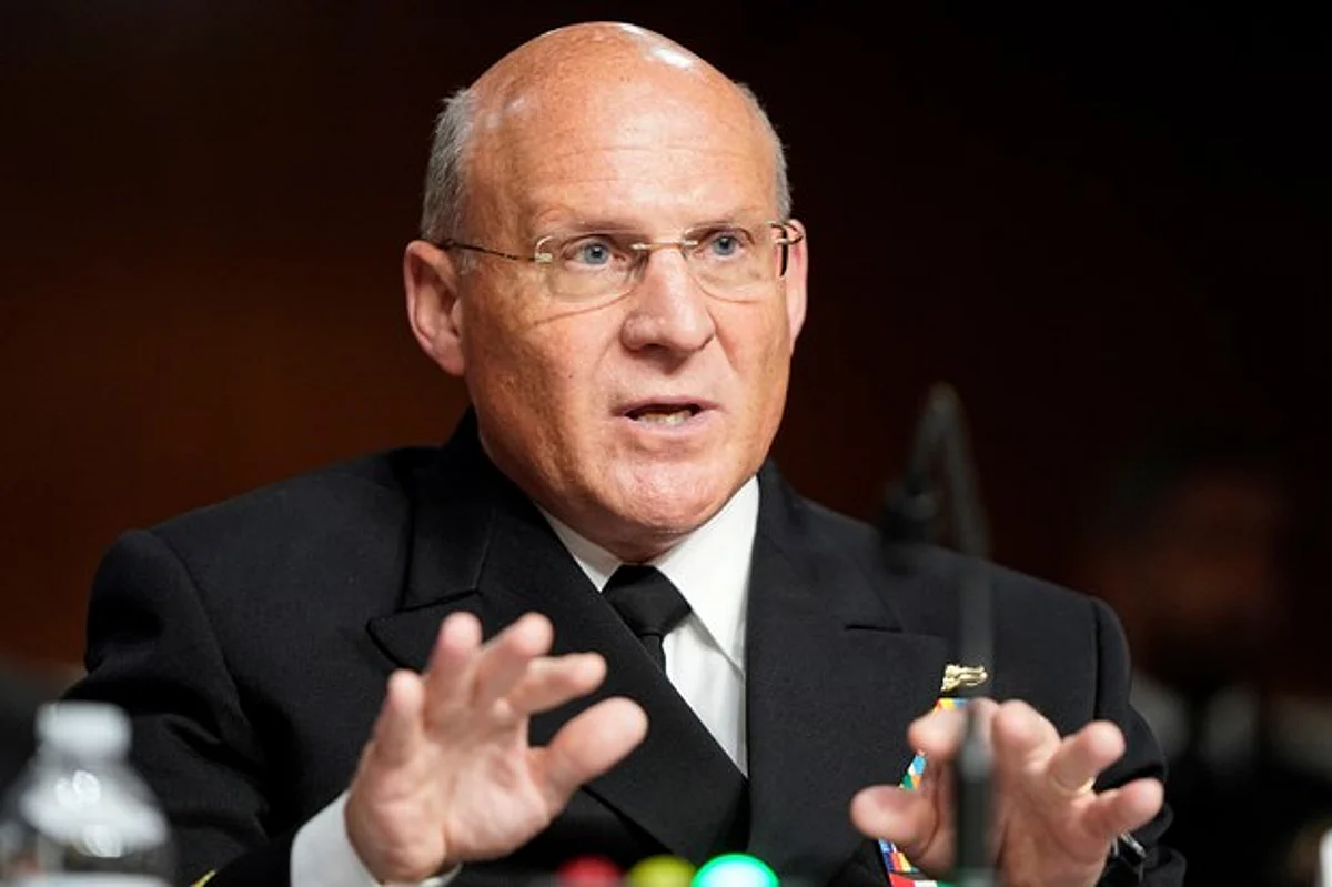 Chief of Naval Operations Admiral Michael Gilday, shown in this file photo, said, “When we talk about the 2027 window, in my mind, that has to be a 2022 window or potentially a 2023 window; I can’t rule it out.”
