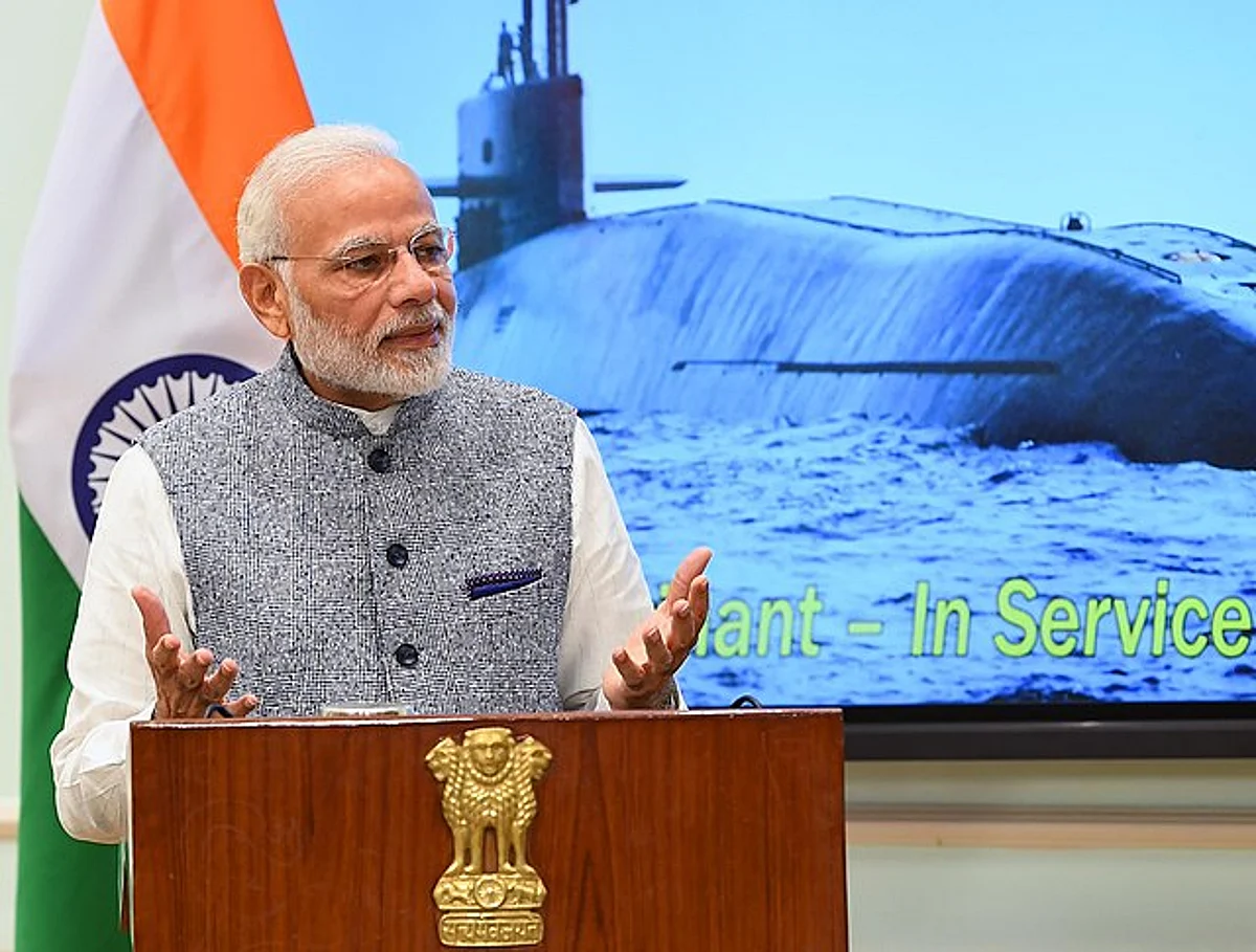 Submarine Launched Ballistic Missile launch: PM Modi addresses the crew of INS Arihant, congratulating them for completing the first deterrence patrol of INS Arihant in 2018. (File Photo)
