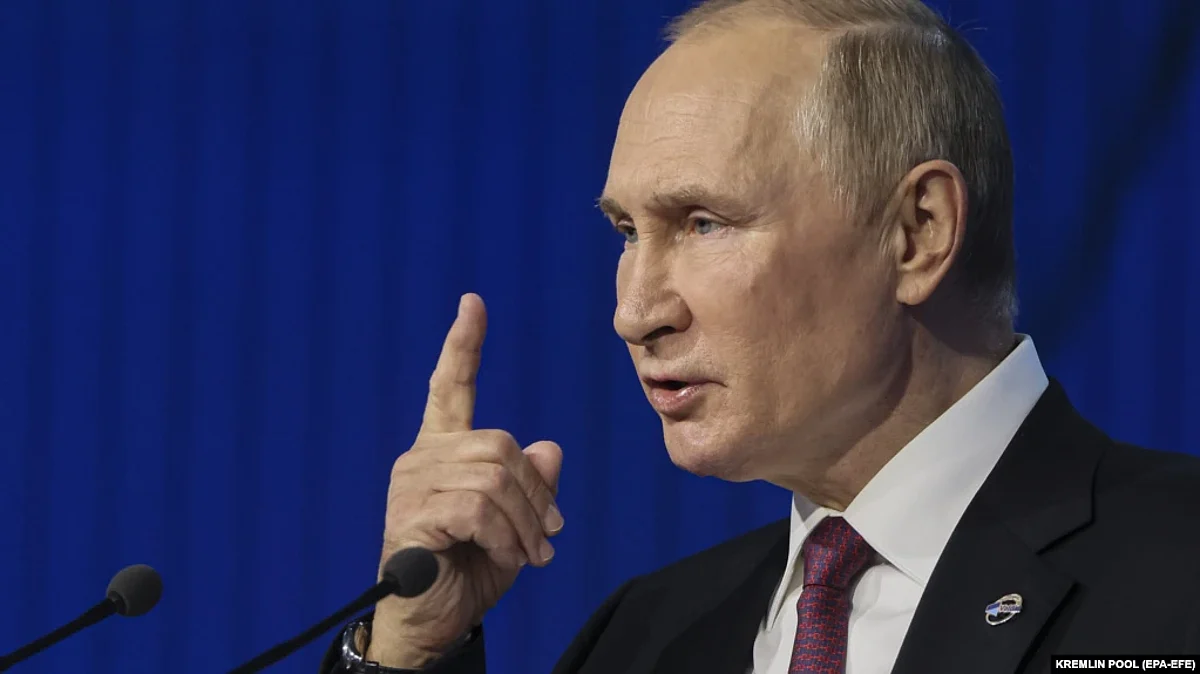 Russian President Vladimir Putin delivers a speech on October 27 at the Valdai International Discussion Club.
