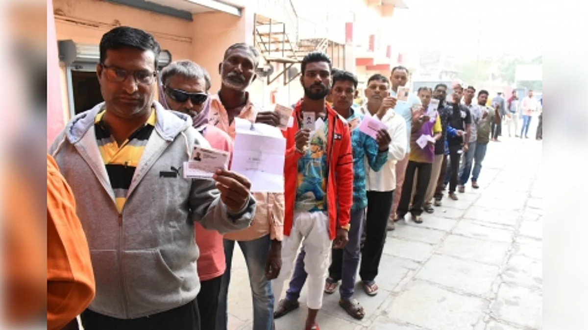 Voters lining up to cast their votes in Gujarat Assembly Elections. (File Photo-IANS)